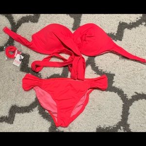 Victoria Secret Pink bikini hot pink / hot orange coral